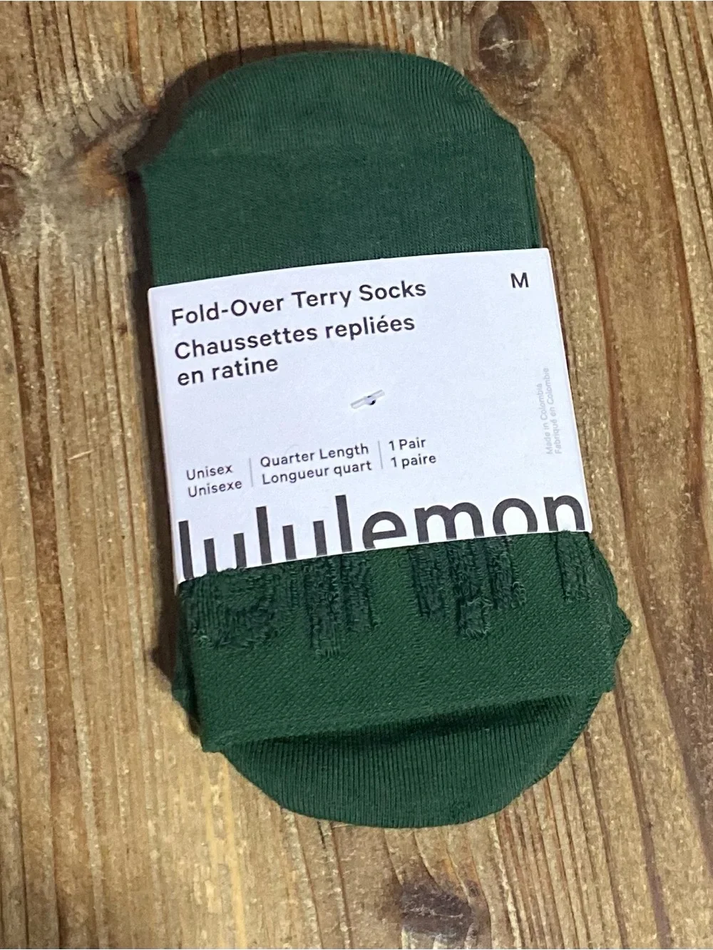 lululemon athletica Quarter-Length Fold-Over Terry Socks in Deep Green